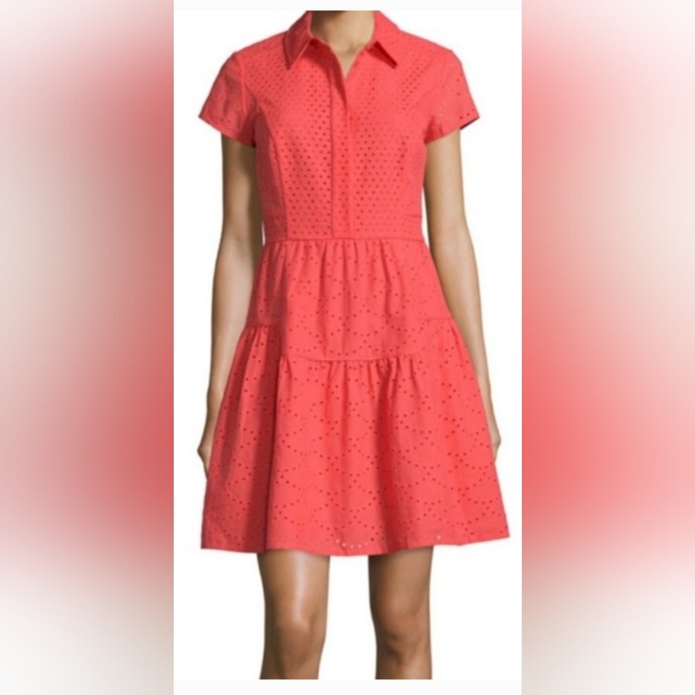 Diane von Furstenberg Skylar Eyelet Dress in Ocean Coral Size XS - EUC